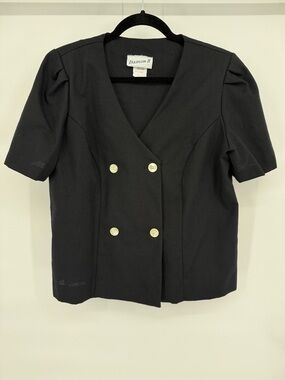 Vintage Damon II Blazer Top Womens 14 Puff Short Sleeve Minimalist Corpcore Work